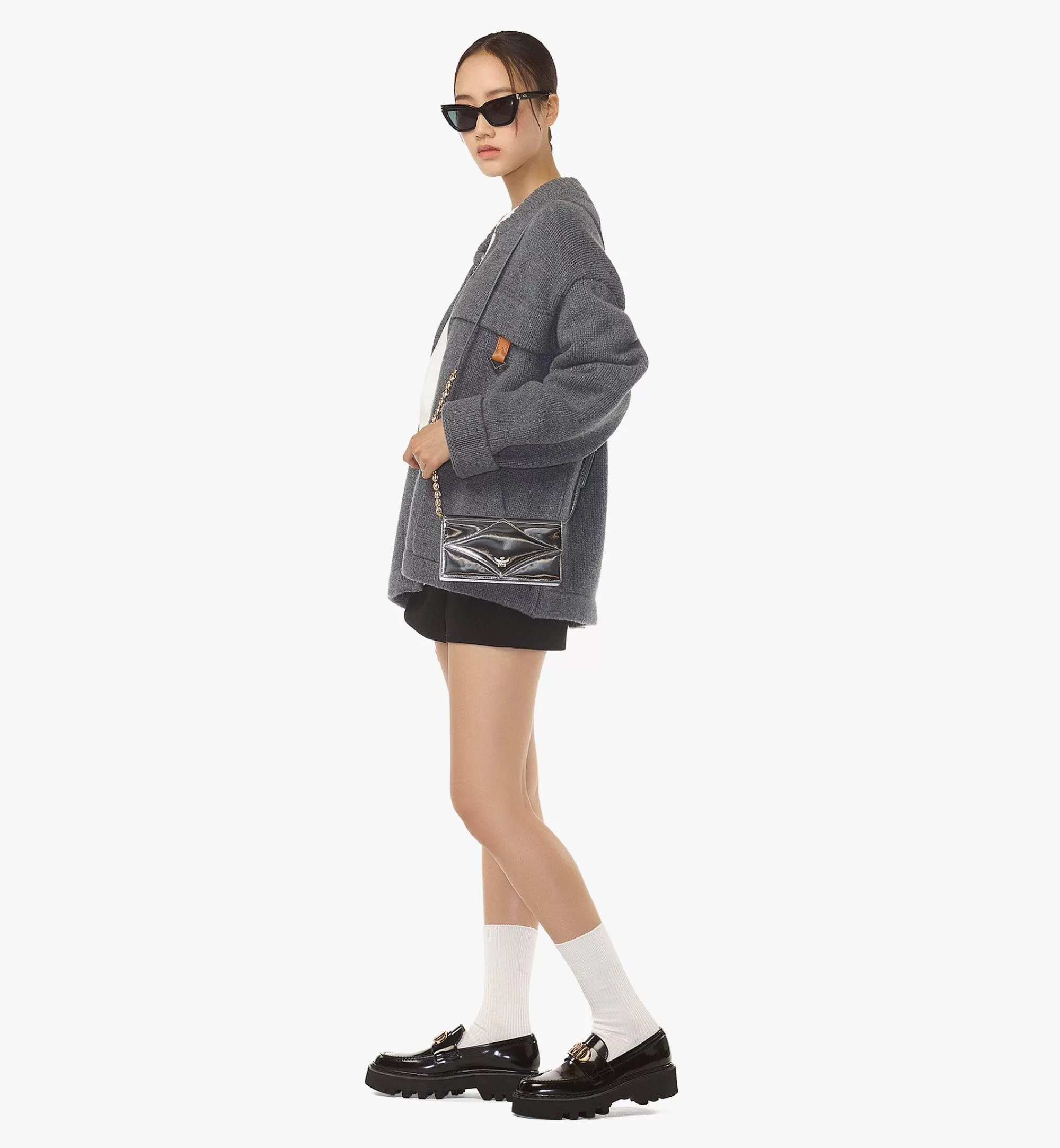 Store Portefeuille Diamond à Bandoulière Chaîne En Cuir Métallisé Effet Miroir Femme Portefeuilles Avec Bandoulière | Sacs Mini
